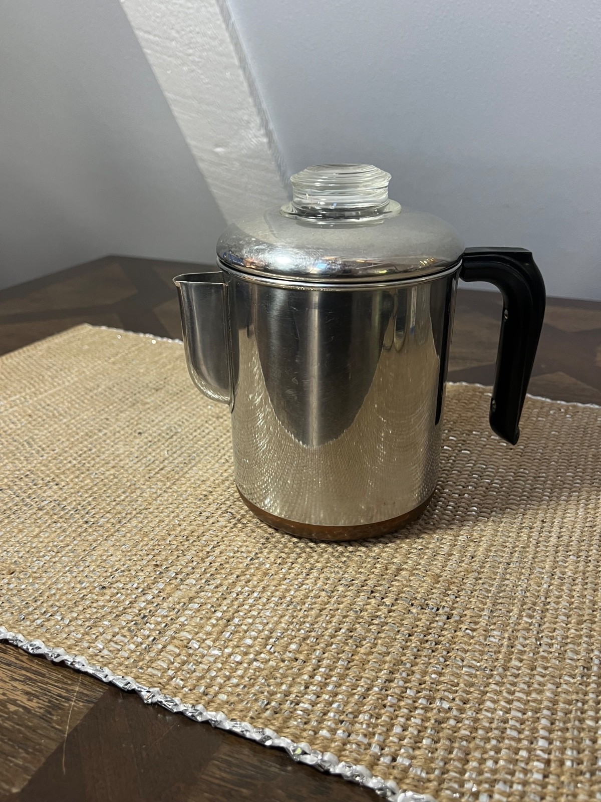 Pre 1968 Vtg 1801 Revere Ware 6 Cup Percolator Coffee Pot Copper Clad Complete