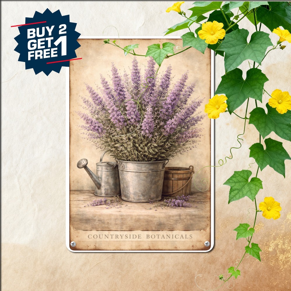 Purple Lavender Flower Garden Sign Weatherproof Aluminum Plaque 8x12 Inches