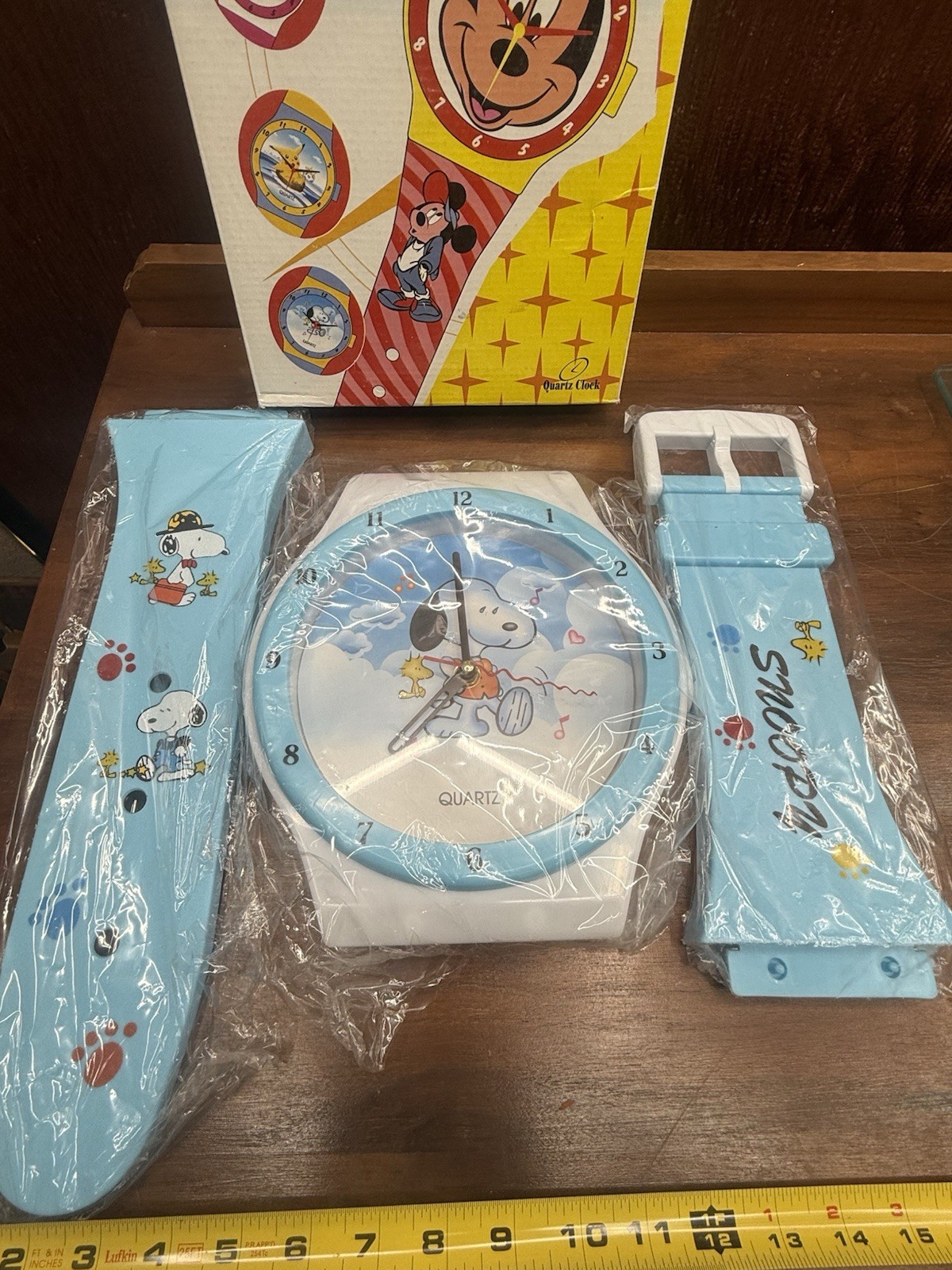 Snoopy Woodstock Wall Clock 36” Large Peanuts Quartz Blue NOS Complete