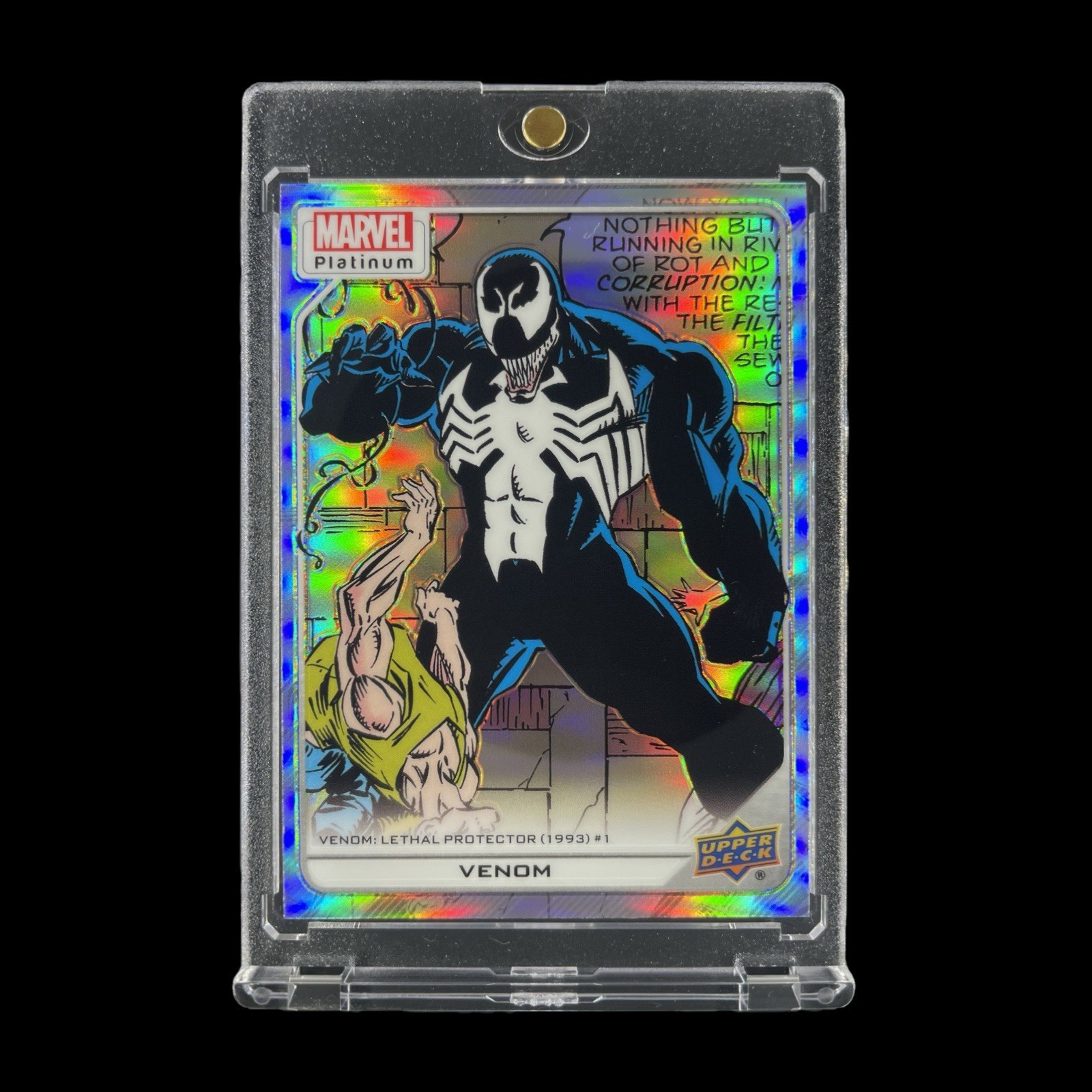 VENOM SILVER REFRACTOR RAINBOW PRIZM HOLO CARD 2023 Upper Deck Platinum - Marvel