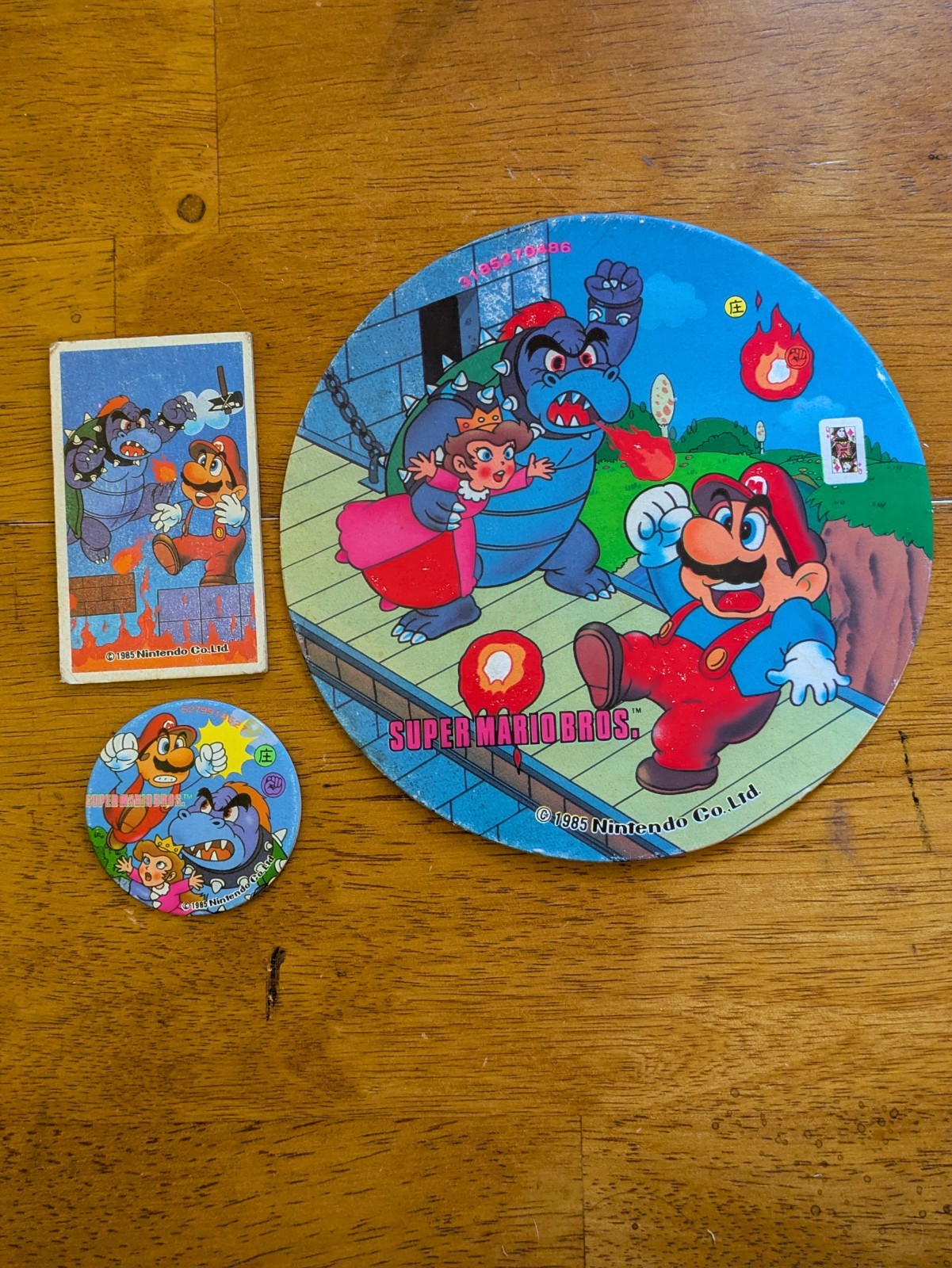 vtg 3x 1985 Nintendo Famicom Super Mario Bros. Menko Card Lot Blue Bowser Peach