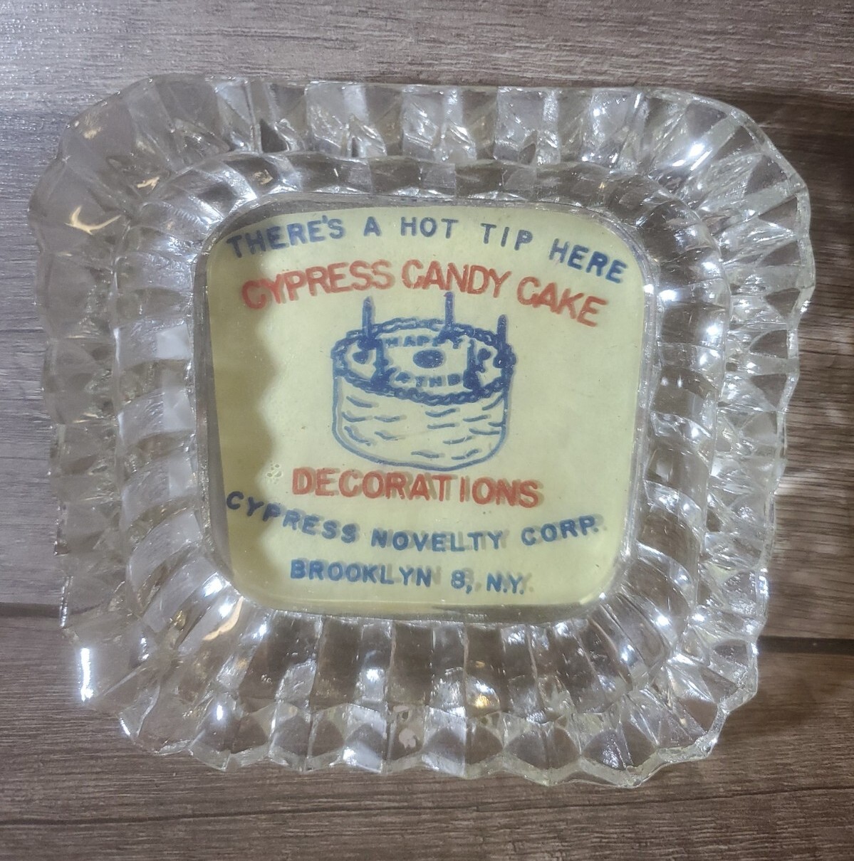 Vintage Cypress Candy Cake Decorations Brooklyn NY Novelty Corporation Ashtray 