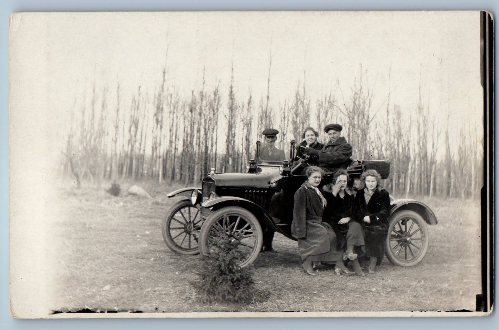c1910's Ford Model T Women Car Automobile Scene Field RPPC Photo Postcard