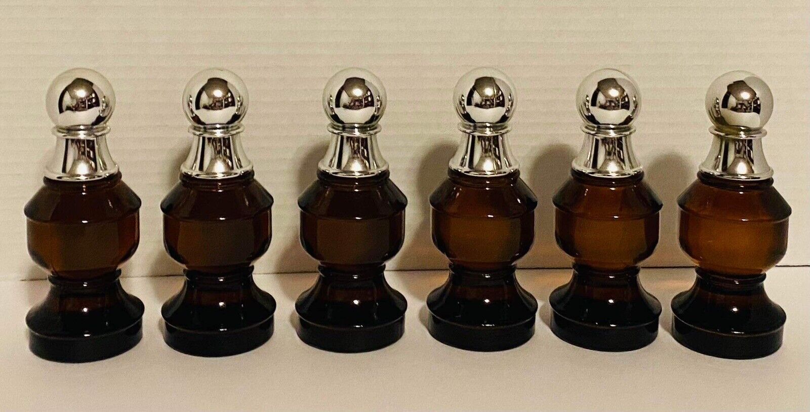 Vintage 1970s Avon Wild Country Glass Chess Pieces Lot Of Six (6) Pawns
