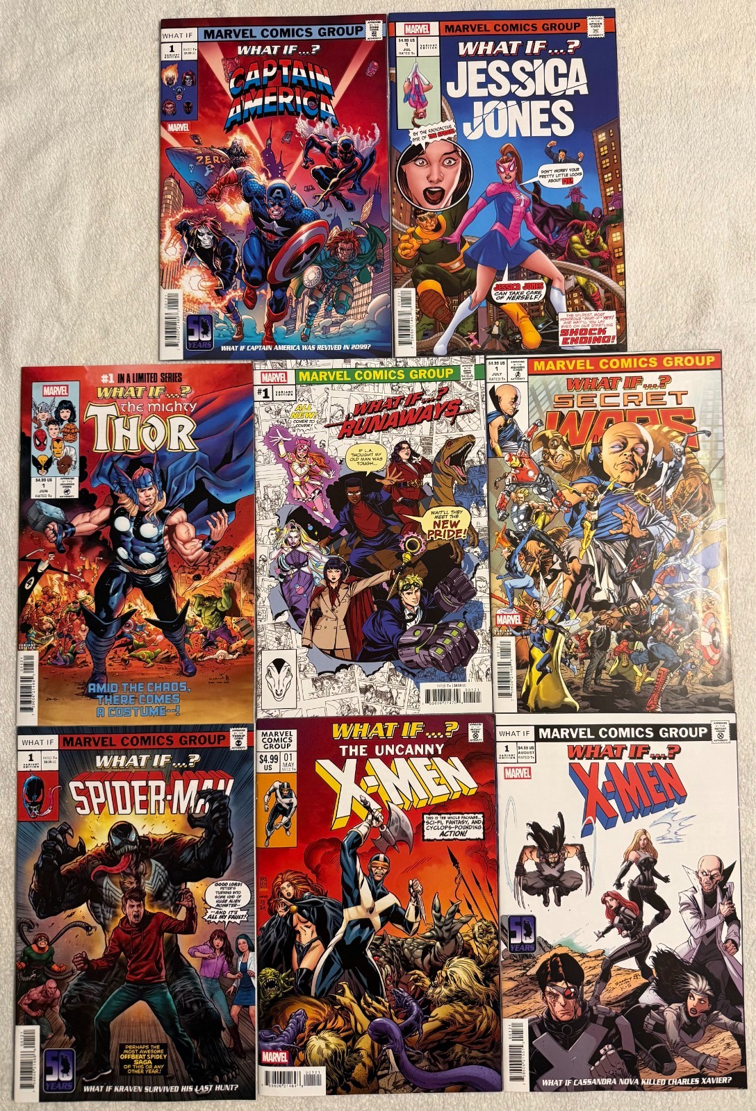 What If 2026 Homage Cover Set B Captain America Thor Spider-Man X-Men Runaways