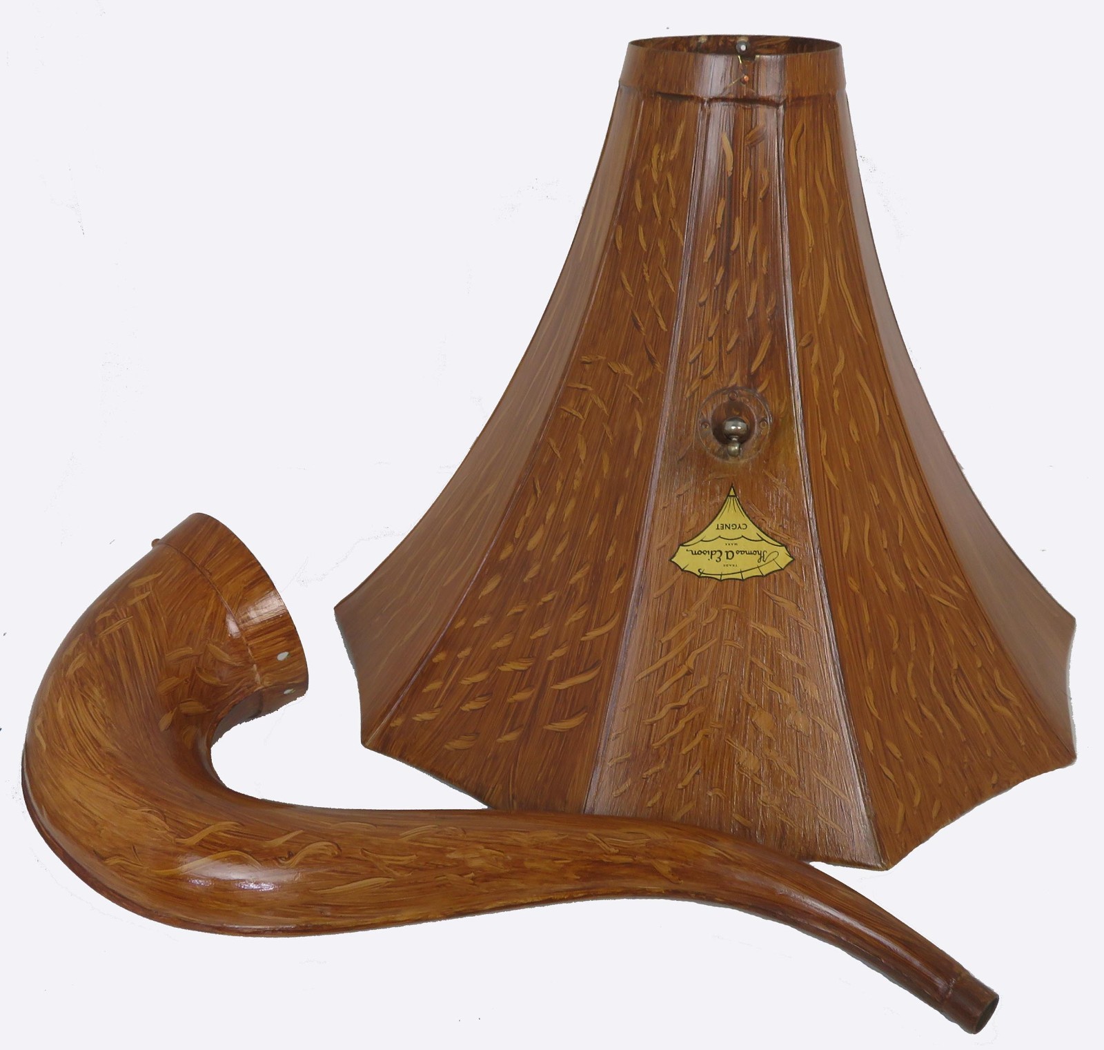 ORIGINAL EDISON 10-PANEL CYGNET HORN WITH NEW FAUX OAK FINISH ORIGINAL EDISON 10-PANEL CYGNET HORN WITH NEW FAUX OAK FINISH