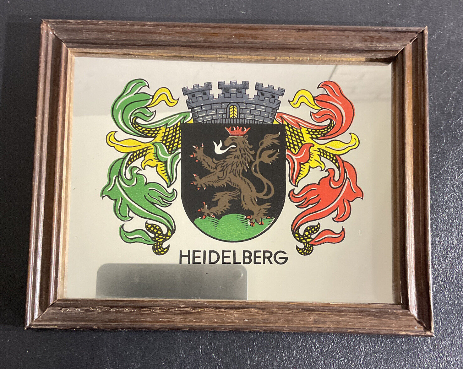 Heidelberg Germany Mirrored Sign Coat of Arms Beer 9”x7”