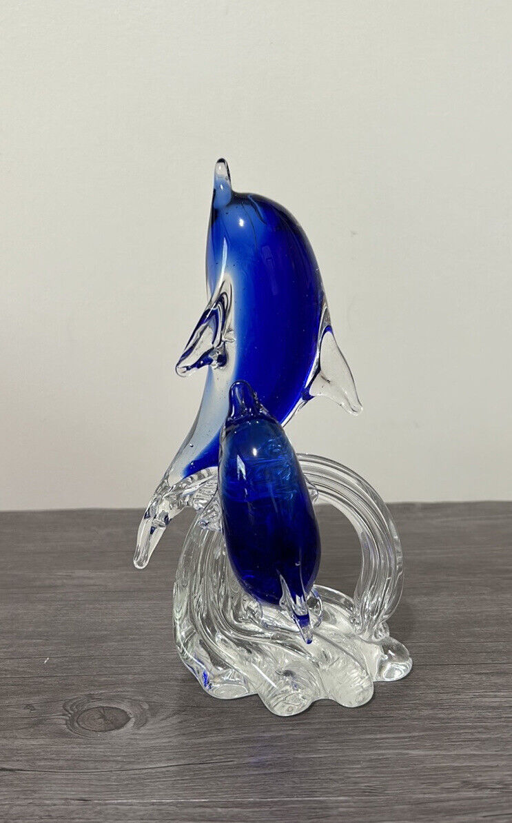 Beautiful Cobalt Blue Dolphin Art Glass