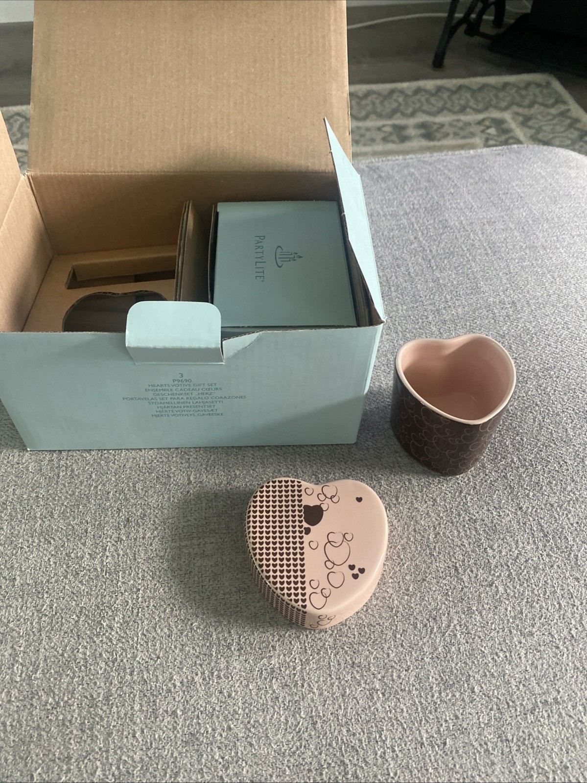 PartyLite Hearts Votive Gift Set Retired New In Box P3E/P9690 PartyLite Hearts Votive Gift Set Retired New In Box P3E/P9690