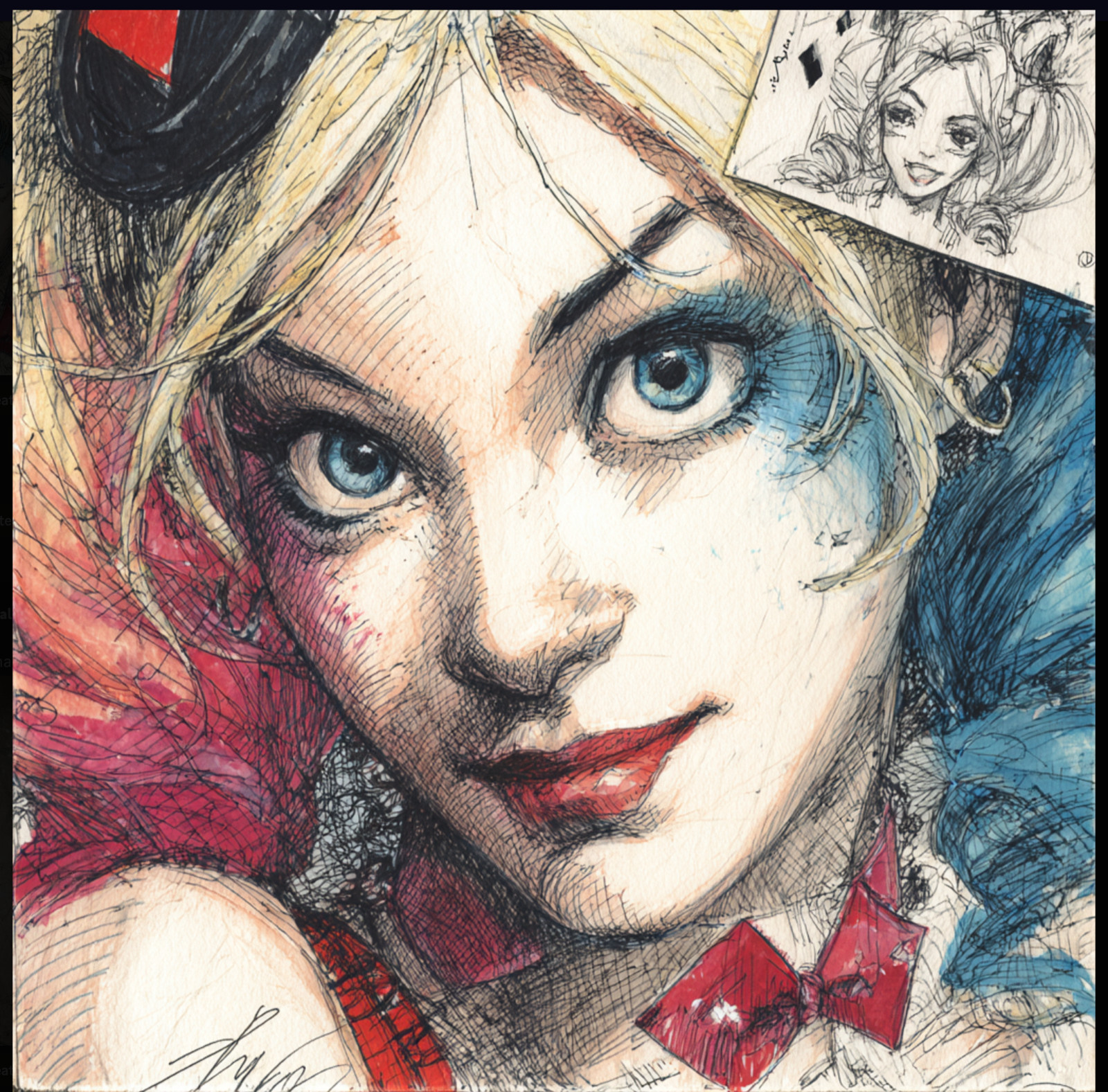 Harley Quinn Art Print DC Comics Wall Art Poster 20x20 Black Frame v1010