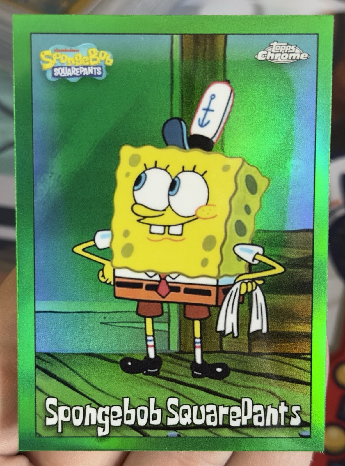 SpongeBob SquarePants 2025 Topps Chrome SpongeBob #25 Kelp Green Refractor SP