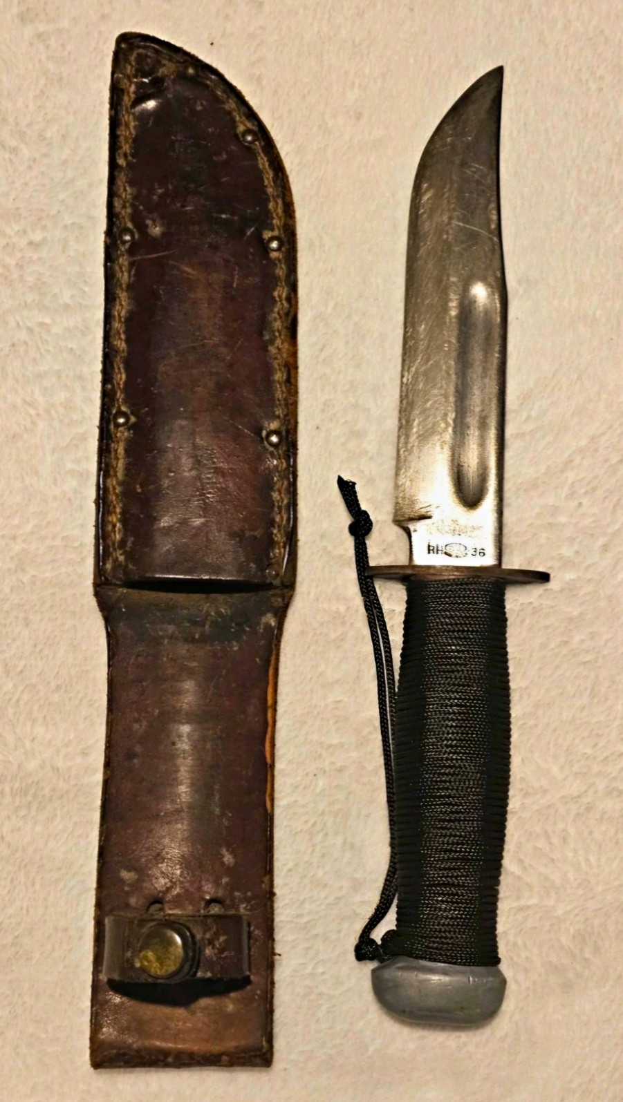 PAL RH-36 WWII US Fighting Knife with Leather Sheath Original Militaria