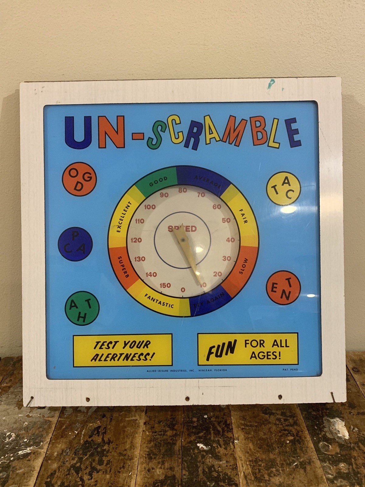 Vintage 1969 Coin-Op Un-Scramble Allied Leisure Industries Inc. Hialeah Florida