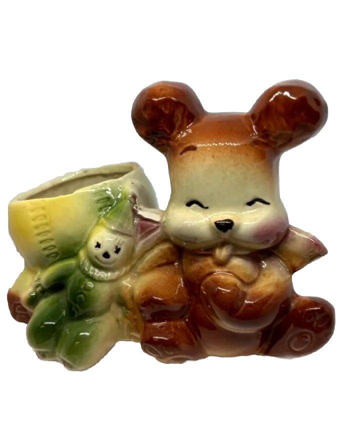 Shawnee Vtg Anthropomorphic Vase Teddy Bear Base Ball Planter MCM