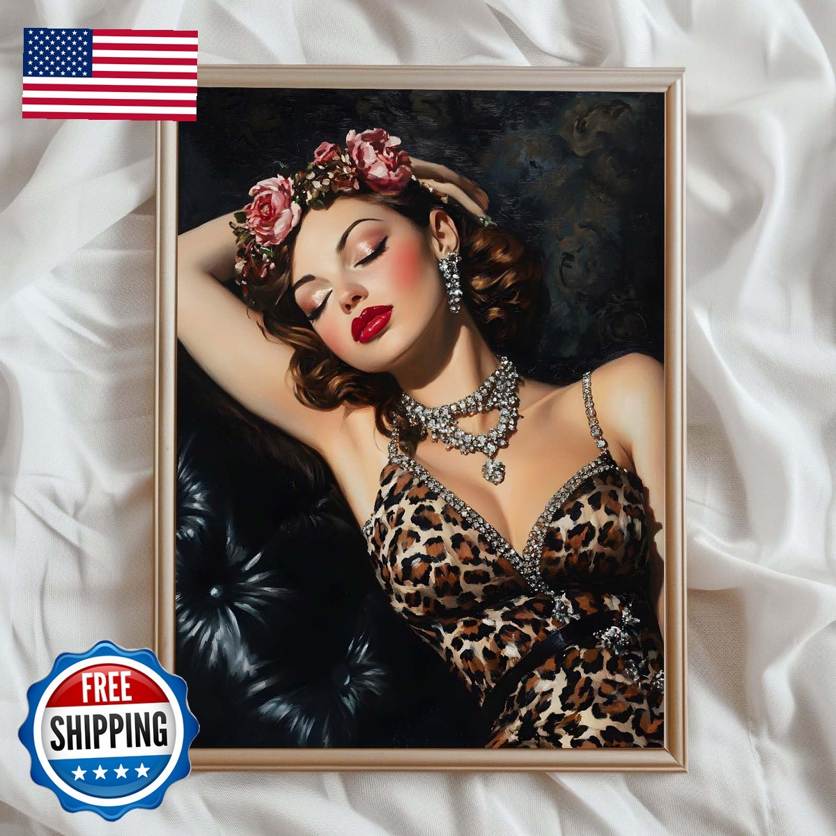 ANTIANLIDO Sofa Sexy Beautiful Women Canvas Wall Art Girl Room Painting Trendy