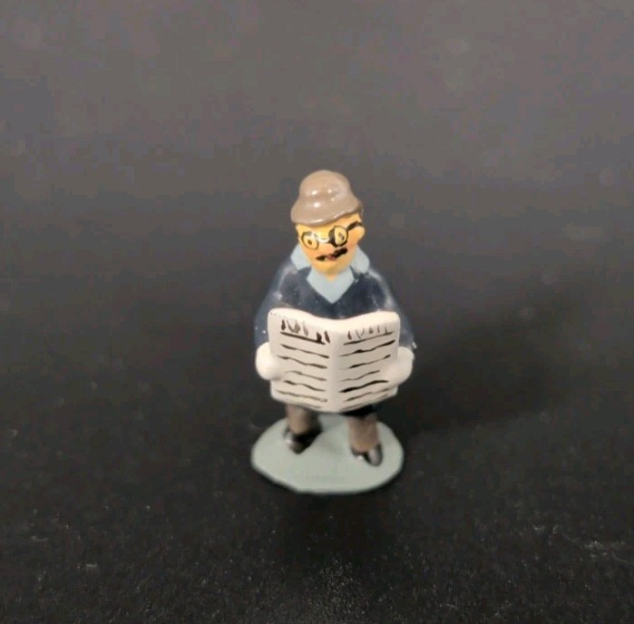 J Carlton by Gault French Miniature Man Reading Paper 
