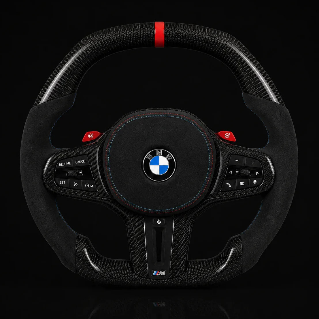 BMW Alcantara Flat Bottom Carbon Fiber Steering Wheel for G Chassis- iCBL\'s