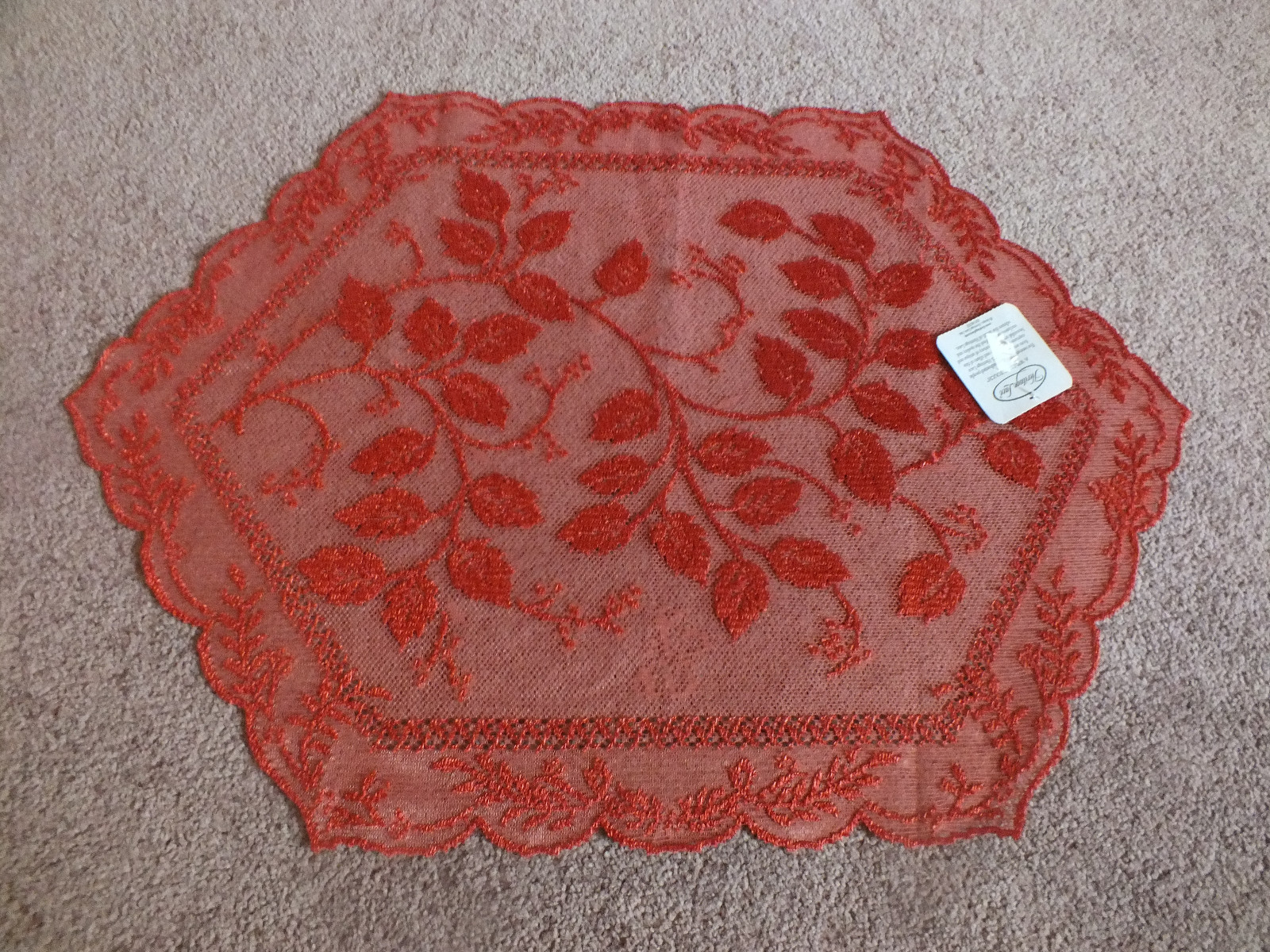 Collectible Beautiful Heritage Lace Doily Redwood 14 x 20 Collectible Beautiful Heritage Lace Doily Redwood 14 x 20