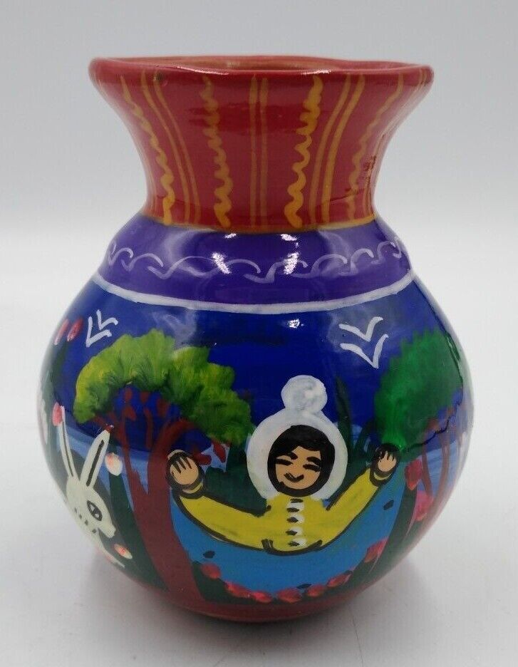 Hecho En Mexico Storyteller Folk Art Colorful Talavera Hand Painted 5\