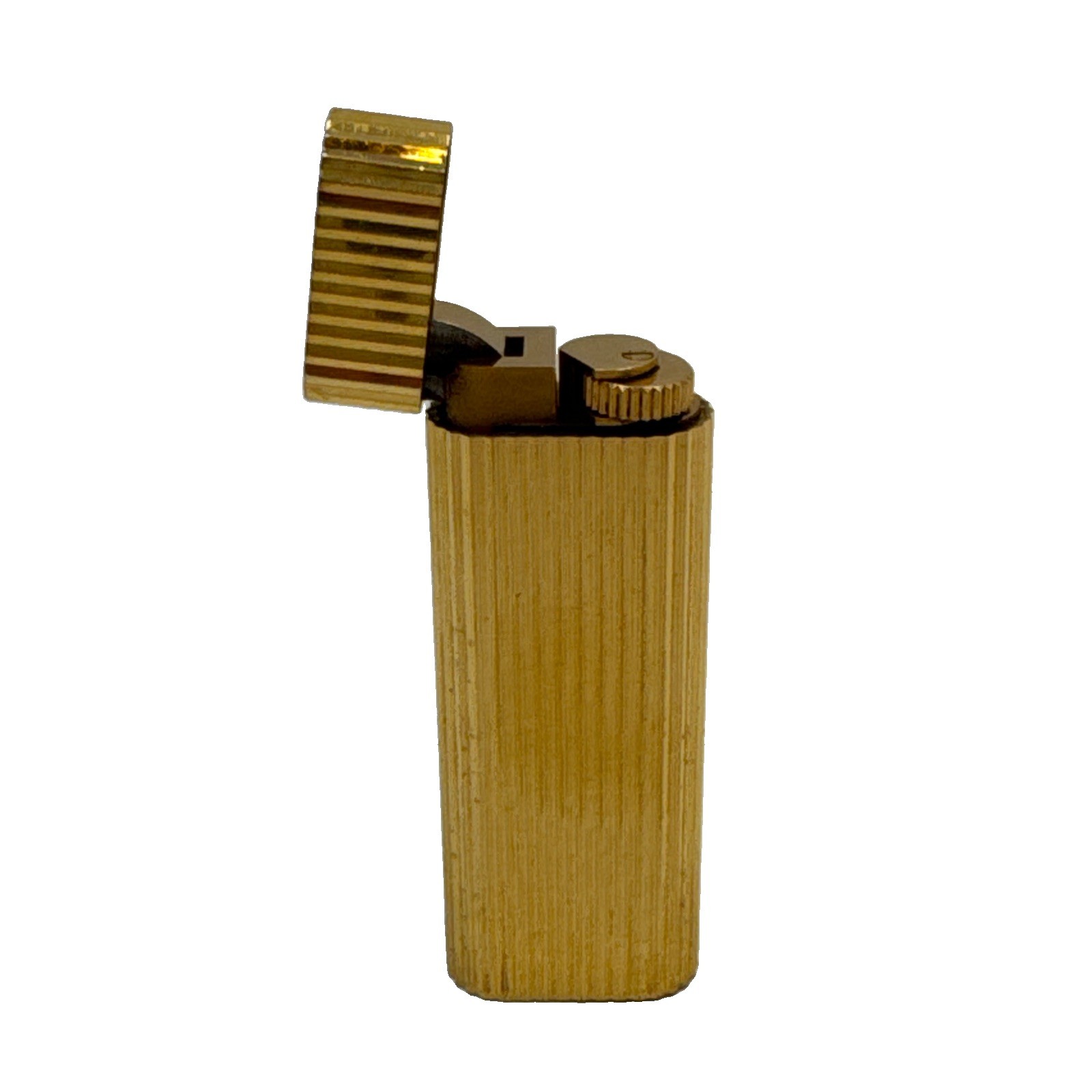 Vintage Cartier Lighter Gold Tone Ribbed Pocket Lighter Untested Engraved Vintage Cartier Lighter Gold Tone Ribbed Pocket Lighter Untested Engraved