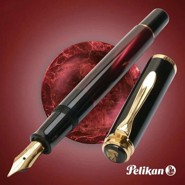 PELIKAN  CLASSIC M200 MARBLED RED FOUNTAIN PEN Extra Fine  Nib EF 1