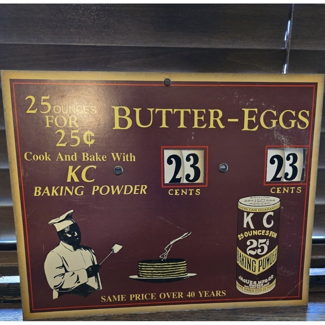 Rare Vintage KC Baking Powder Butter & Eggs Grocery Price Counter Sign