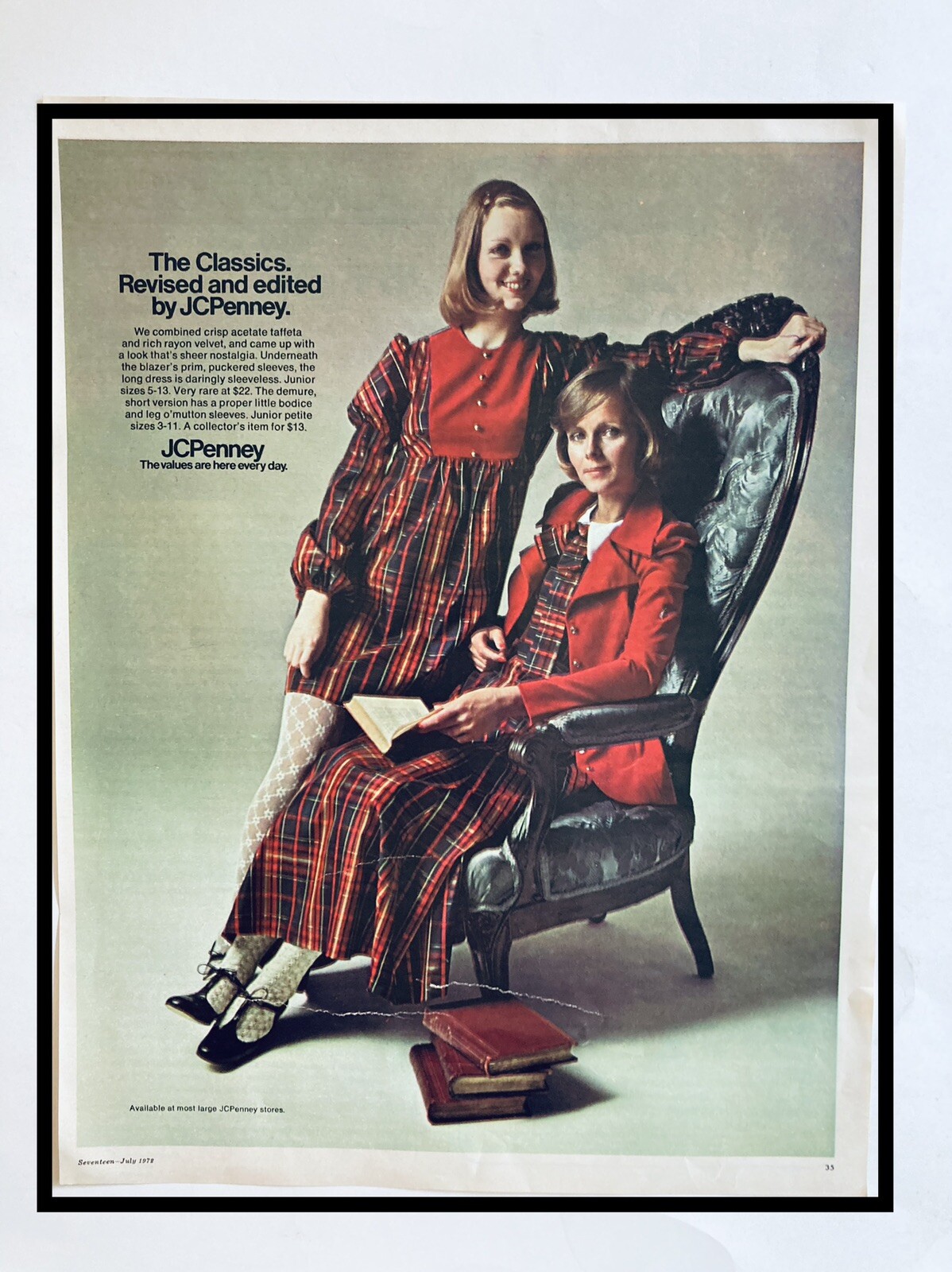 Vtg JC Penney 1972 Print Ad 10x13 inch Red Plaid 1970s Fashion Style