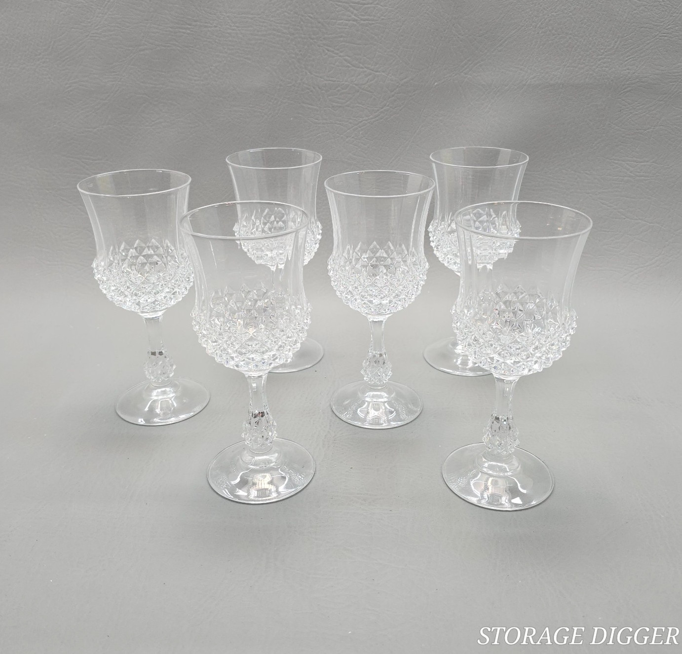 VTG Set of 6 Cristal D'Arques Durand Ancenis Lead Crystal Wine Glasses 7