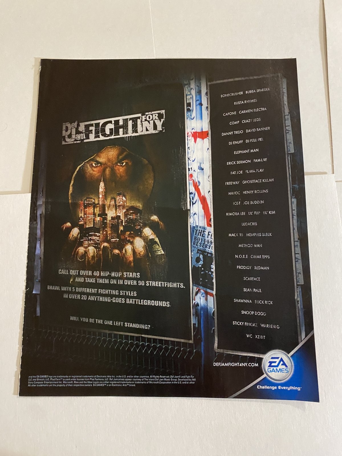 Def Jam Fight For NY EA Games Print Ad Poster Vintage Wall Art