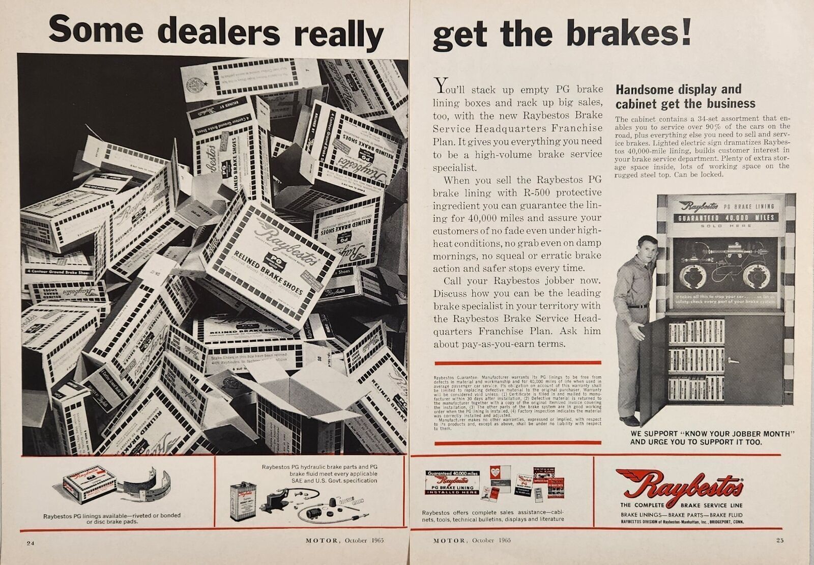 1965 Print Ad Raybestos Complete Brake Service Line Bridgeport,Connecticut