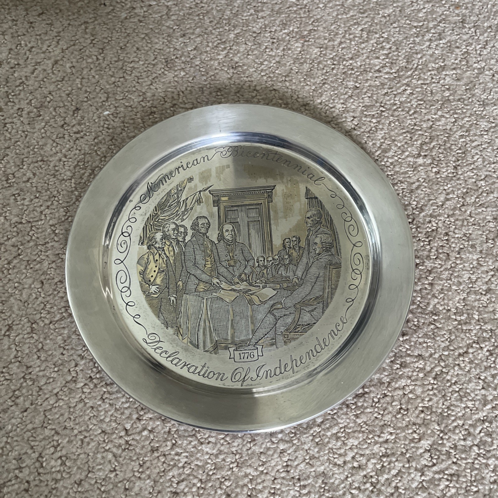 1976 Official Bicentennial Year Plate Declaration Of Independence Silver & Gold