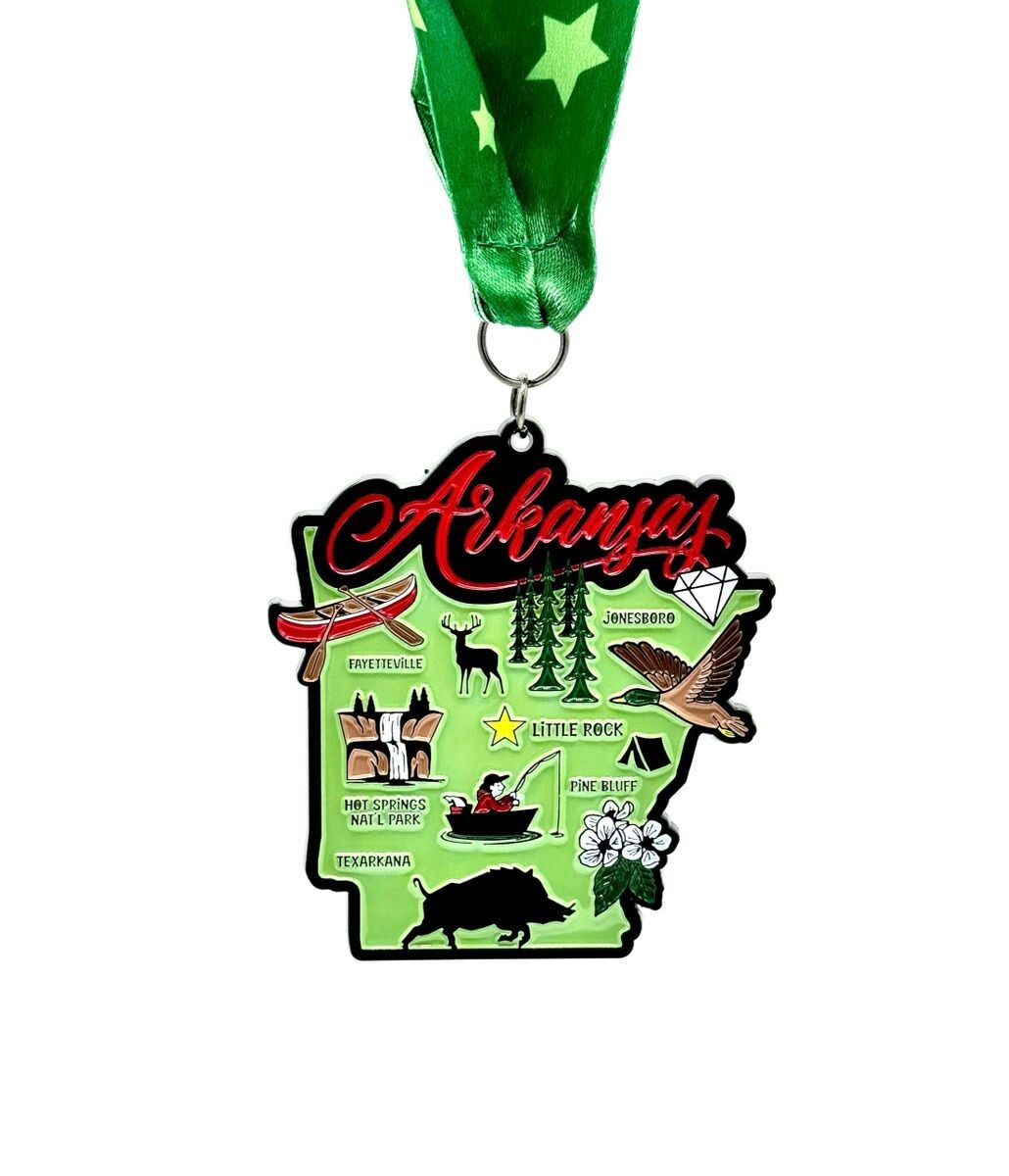Race Through Arkansas 1M 5K 10K 13.1 26.2 Medal and Bib