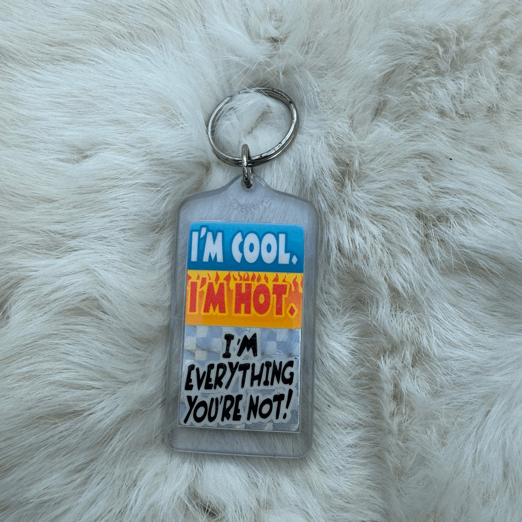 Vintage 90s I’m Cool, I’m Hot, I’m Everything You’re Not” Novelty Keychain