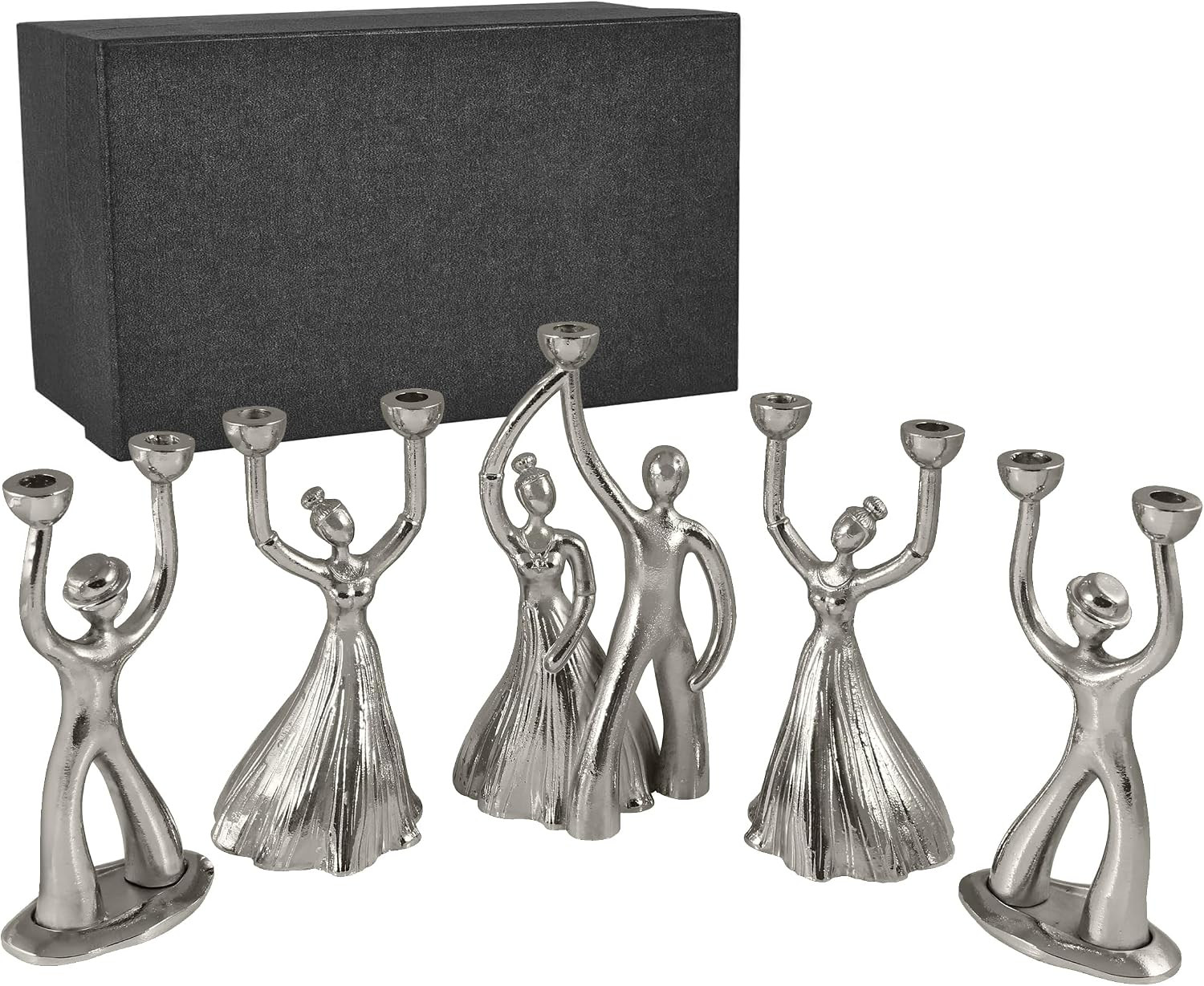 Zion Judaica Modern Dancers Menorah for Hanukkah Silver Artistic Dancing Figures Zion Judaica Modern Dancers Menorah for Hanukkah Silver Artistic Dancing Figures