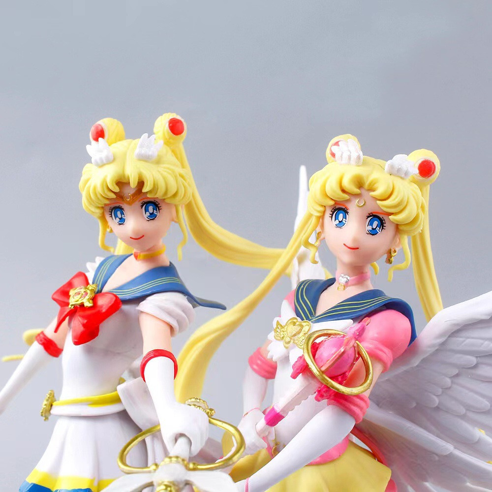 2 Pcs Set - 9 inch Super Sailor Moon Tsukino Usagi Action Figures Statues Toys