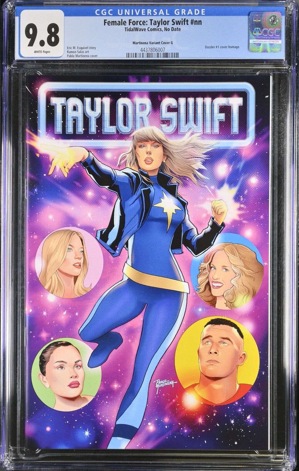 Female Force Taylor Swift DAZZLER #1 Homage CGC 9.8 LTD 100 Blue Jacket Variant