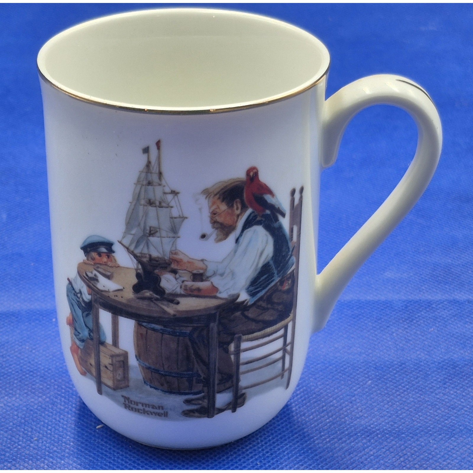 Vintage Norman Rockwell Museum Porcelain Mug Gold Trim For A Good Boy 10oz
