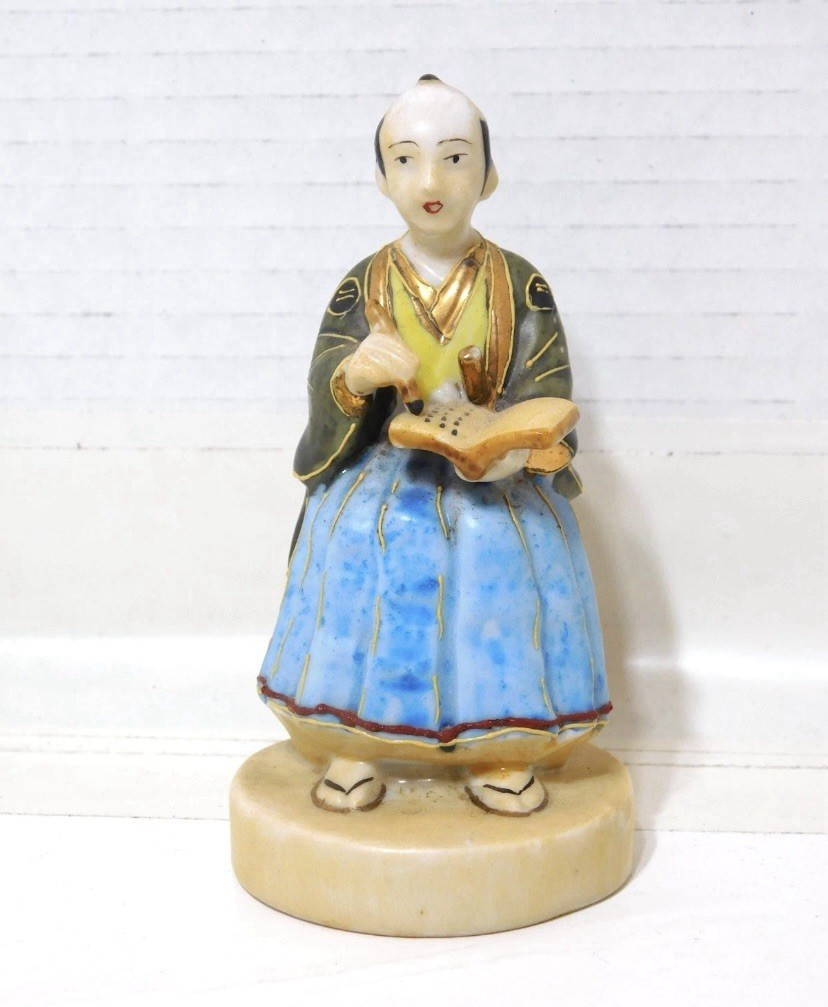 Ardalt Lenwile China Hand Painted Figurine Occupied Japan Cloisonné Man Book 4”