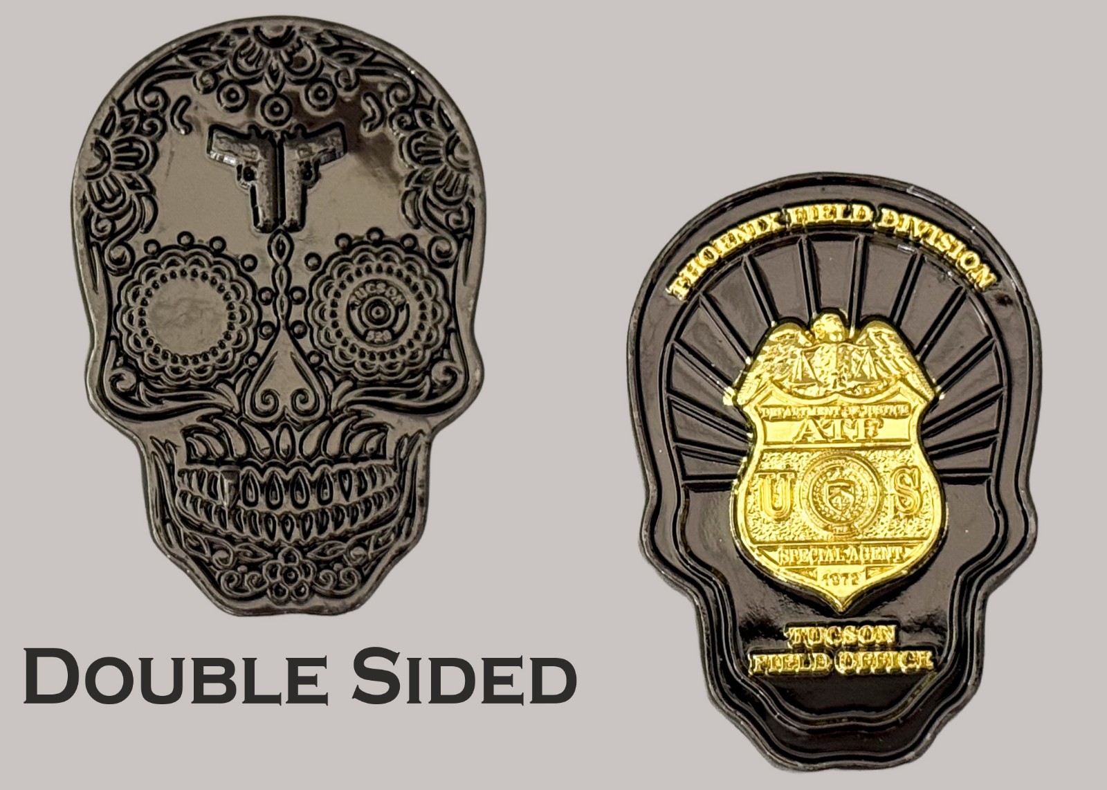 ATF Phoenix Tucson Field Division Skull Shaped Challenge Coin  J#35
