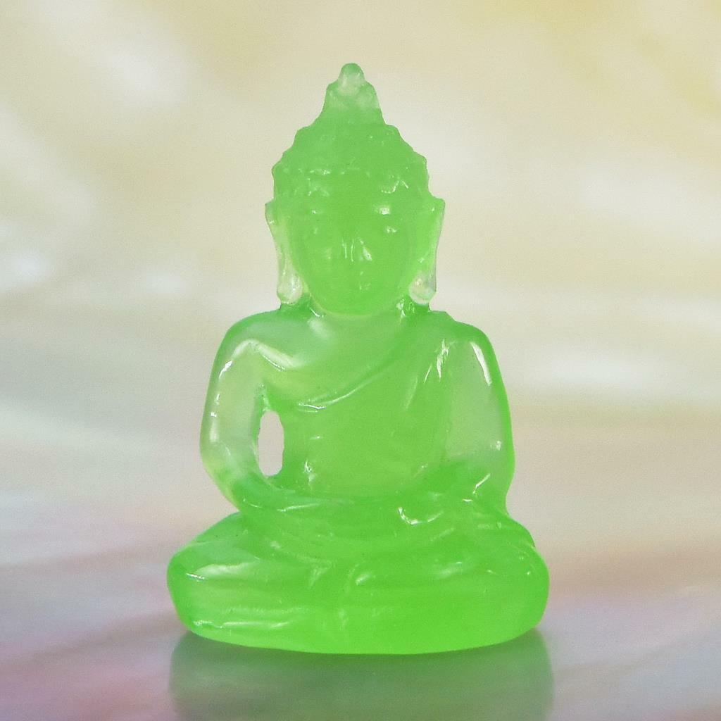 Sculpture of the Buddha Natural Apple Green Chalcedony Gemstone Carving 5.55 cts