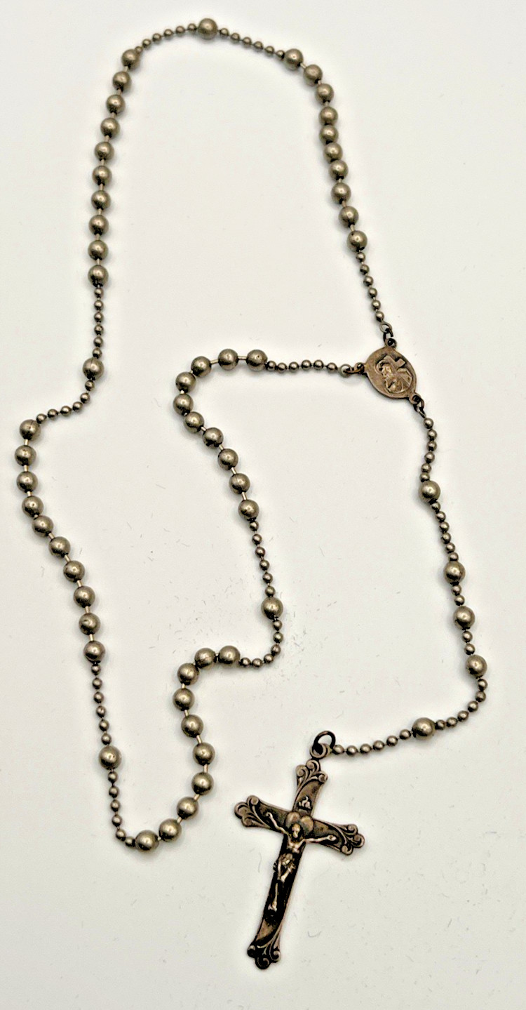 WWI/WWII MILITARY PULL CHAIN ROSARY COMBAT BATTLE BEADS ORNATE CRUCIFIX 16-3/4 WWI/WWII MILITARY PULL CHAIN ROSARY COMBAT BATTLE BEADS ORNATE CRUCIFIX 16-3/4