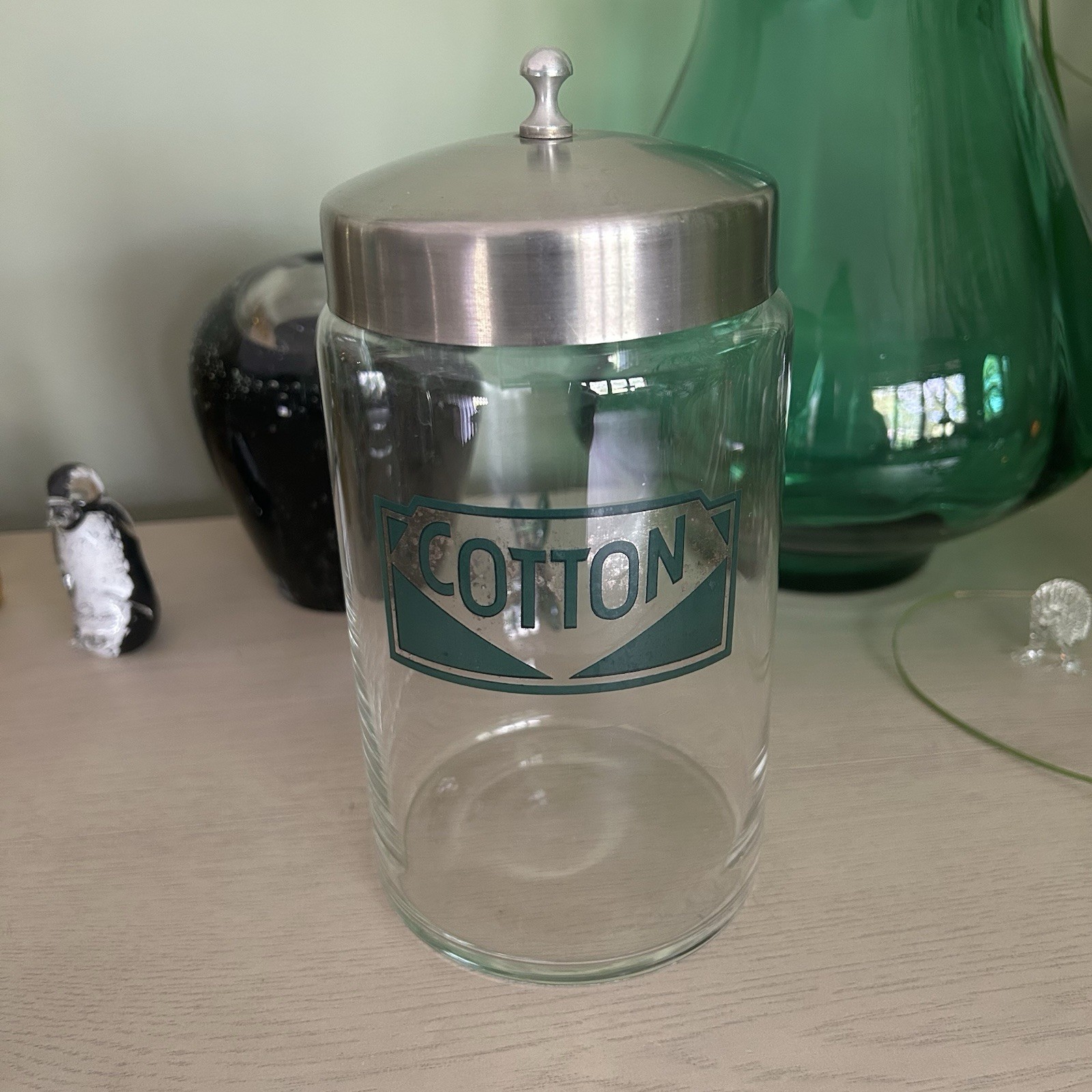 VTG Profex Medical Office Apothecary Jar w/ Lid Art Deco Cotton VTG Profex Medical Office Apothecary Jar w/ Lid Art Deco Cotton