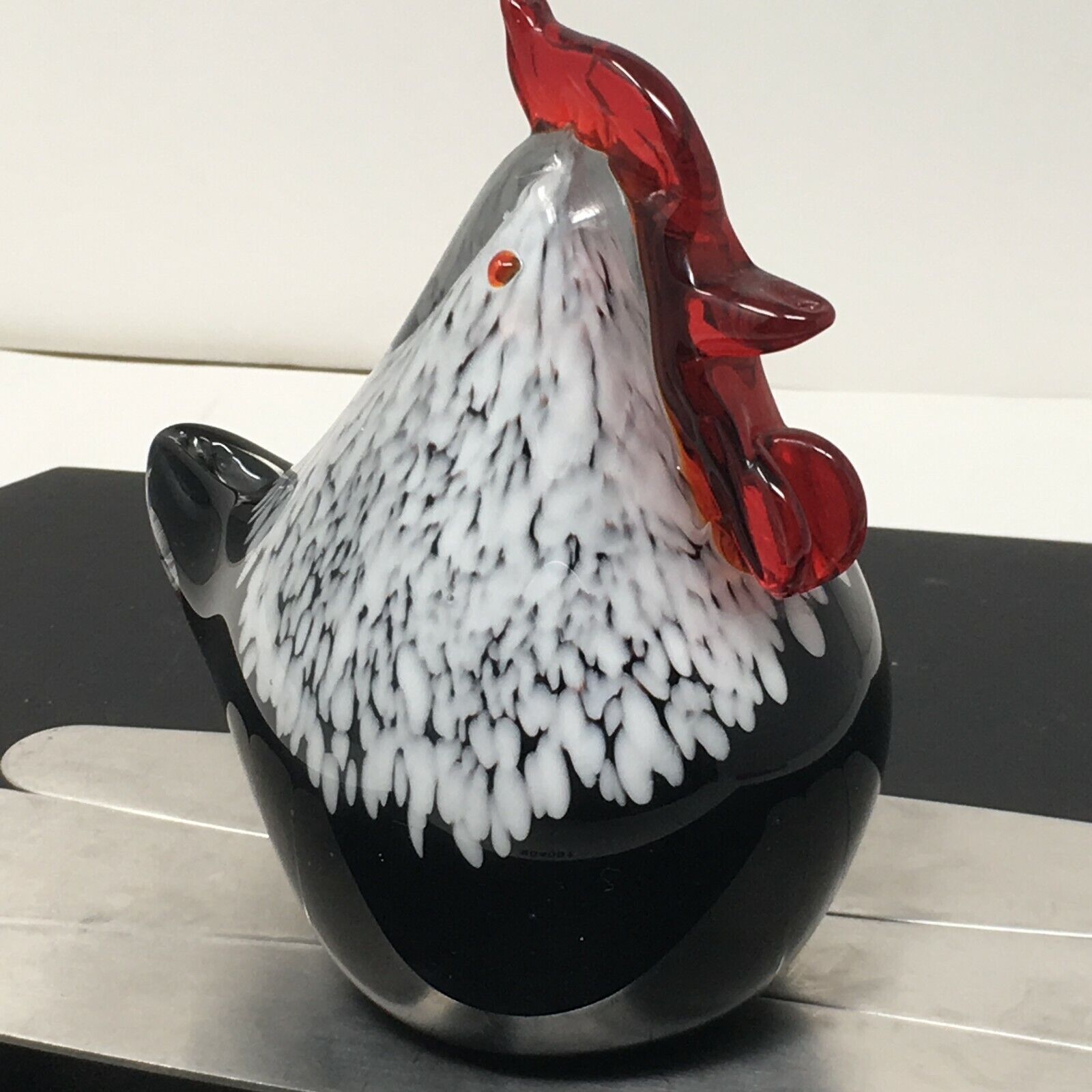 Hand-Blown Glass Rooster Figurine Art Paperweight  4.5\