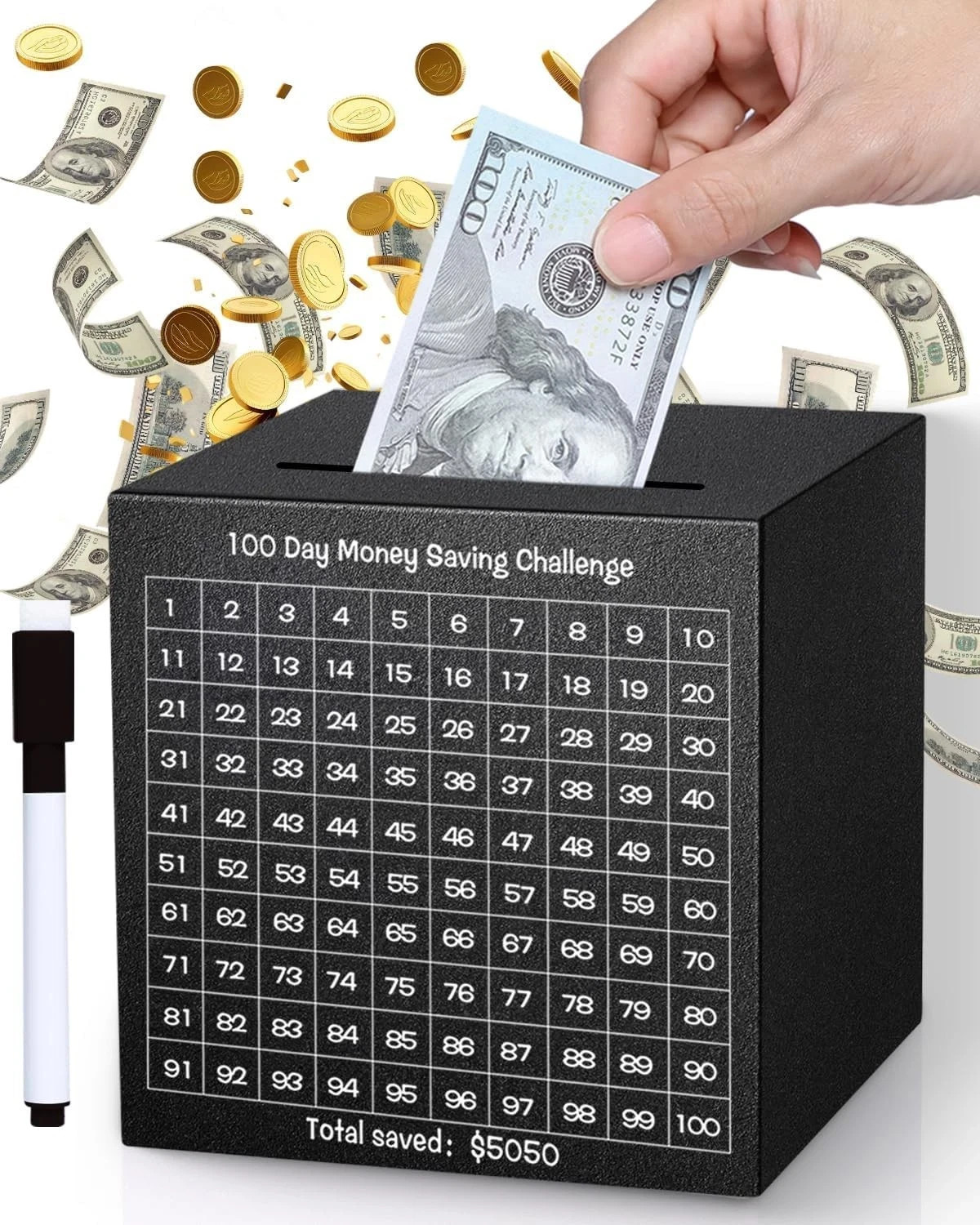 Alcancía irrompible para adultos Ahorra $5,050 Caja de ahorros de metal Alcancía irrompible para adultos Ahorra $5,050 Caja de ahorros de metal