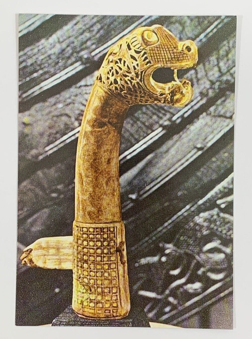 Carved Animal post from Oseberg Oslo Norway Postcard The Viking Ship Museum