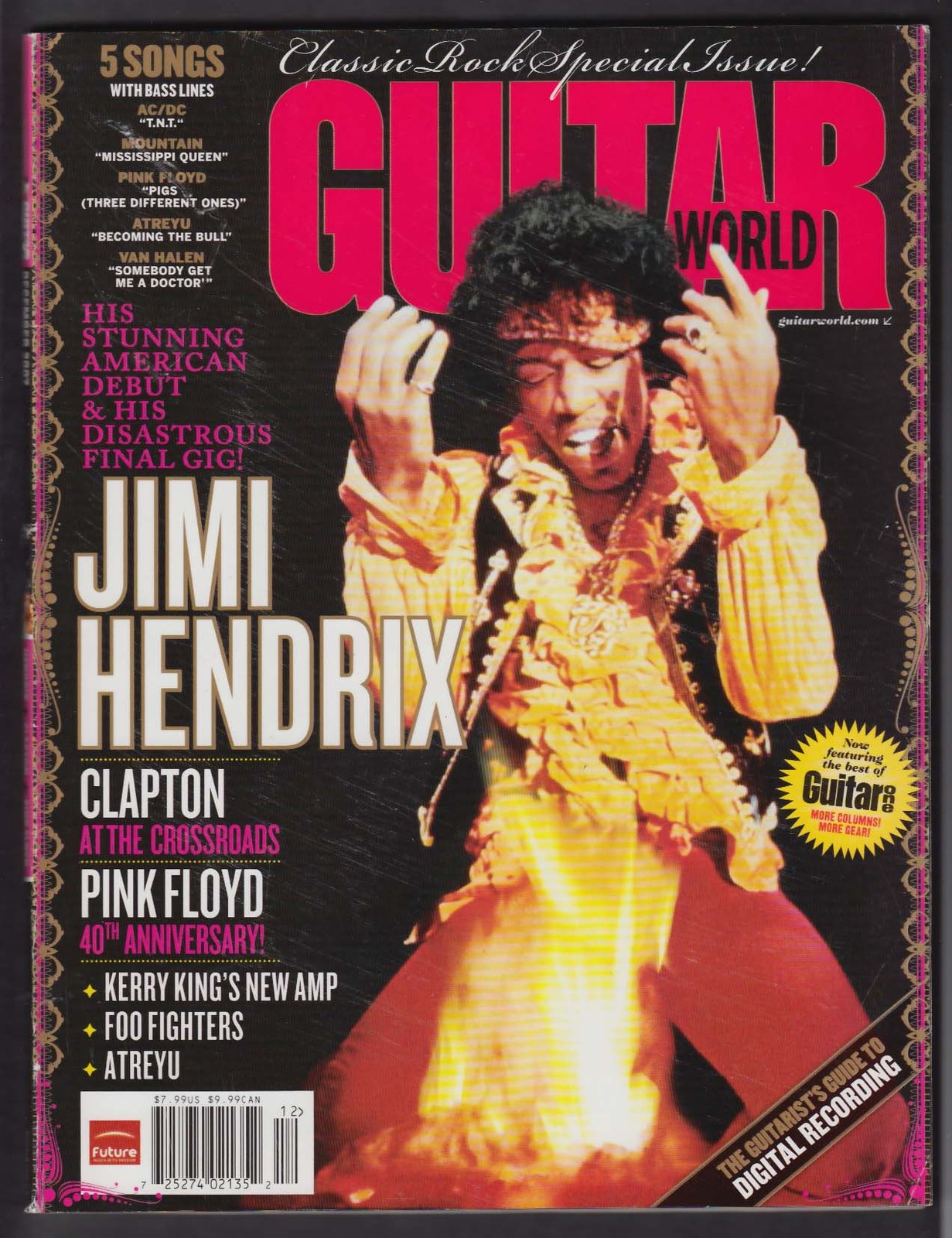 GUITAR WORLD Jimi Hendrix Eric Clapton Pink Floyd Atreyu + 12 2007