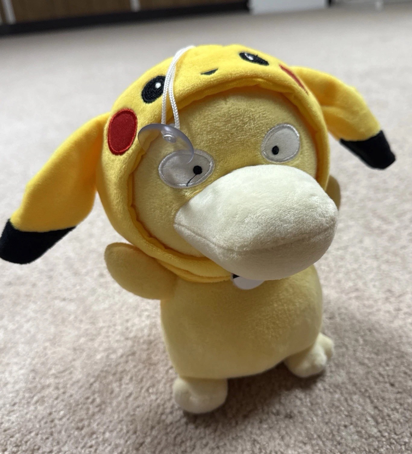 Pokemon Psyduck in pikachu poncho very cute plush UNOFFICIAL noTag