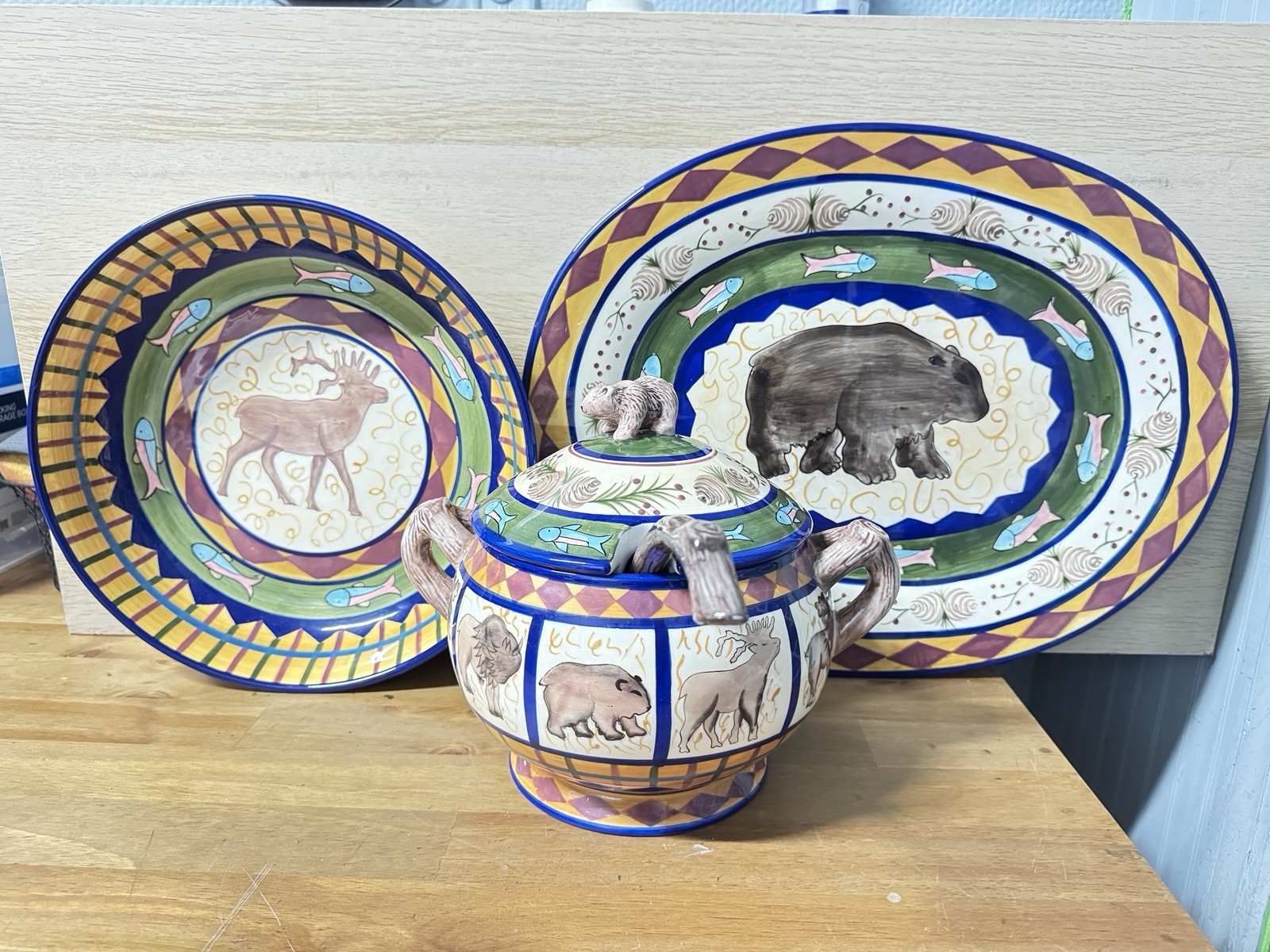 LOT OF 3 -RARE COLLECTABLE POTTERY DINNERWARE  DESIGNED BY DANNA CULLEN