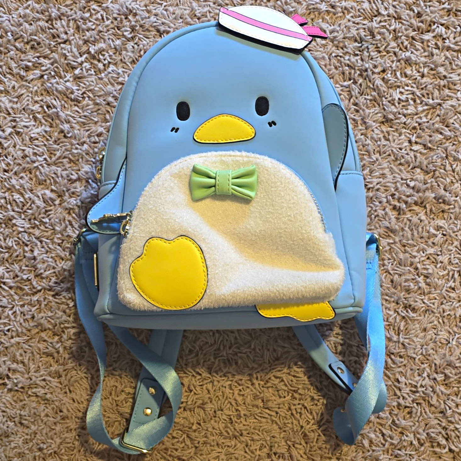 Loungefly Sanrio Tuxedosam Blue Mini Backpack Purse w/ Bow Accents & Heart Patch