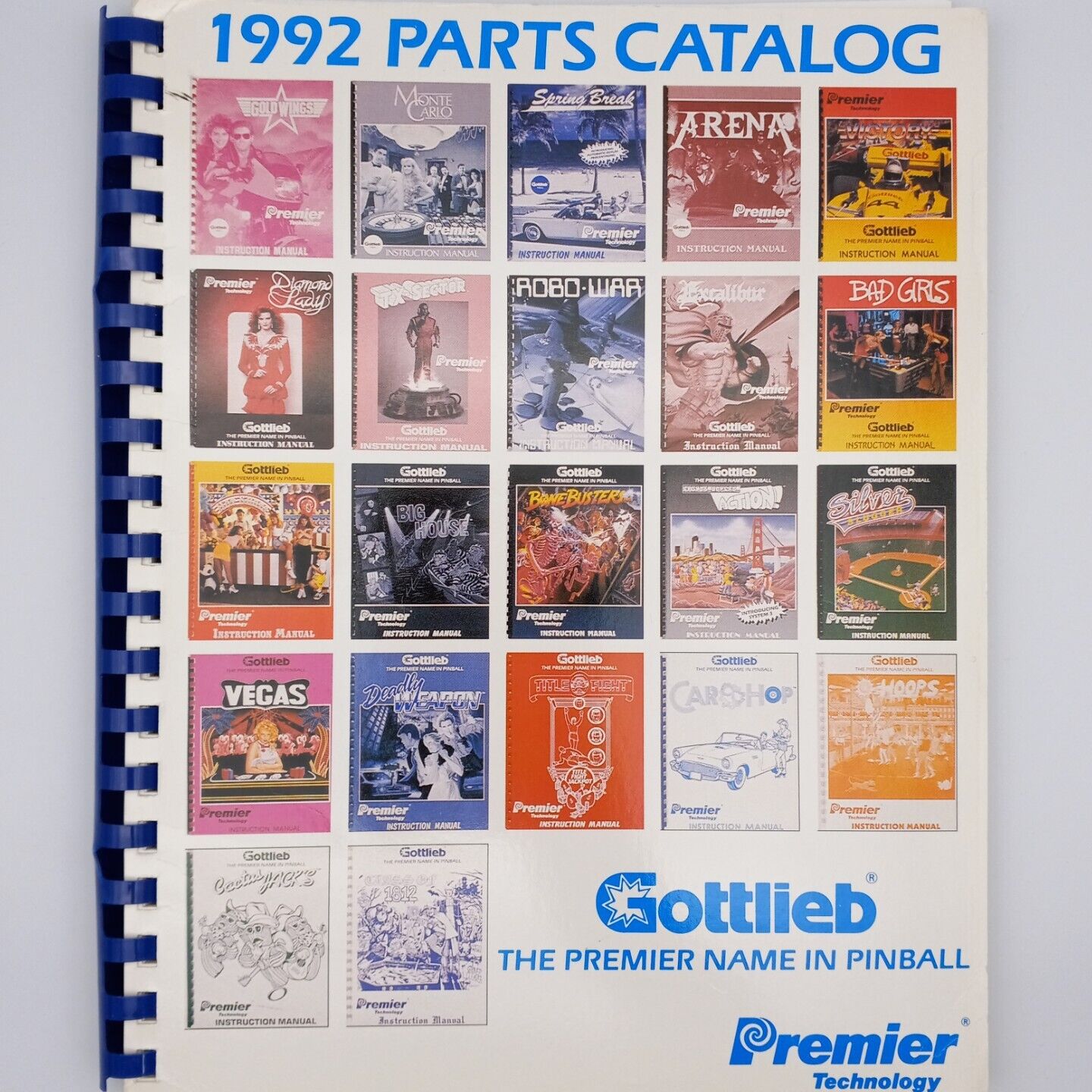 Vintage Gottlieb 1992 Pinball Parts Catalog Arcade Game Schematics Manual Book